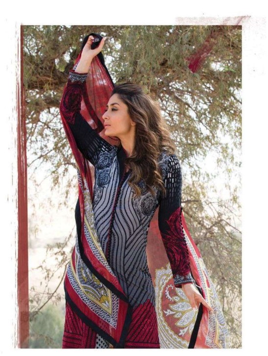 FM18 MAROON AND BLACK READYMADE KAREENA KAPOOR STYLISH READY MADE LAWN SUIT