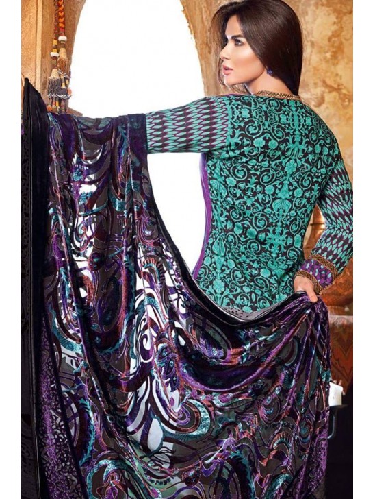 VL-25 PURPLE SILK VELVET GUL AHMAD SALWAR KAMEEZ SUIT [ Replica ]