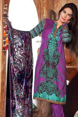 VL-25 PURPLE SILK VELVET GUL AHMAD SALWAR KAMEEZ SUIT [ Replica ]