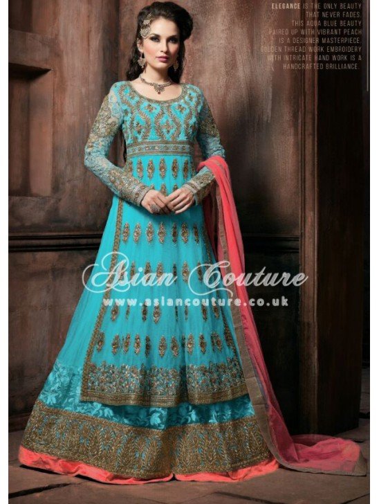 Turquoise Indian Lehenga Choli Ethnic Wedding Dress