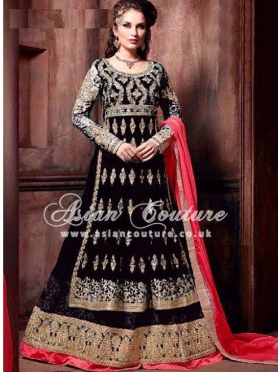 Black Embroidered Lehenga Pakistani Party Wedding Dress