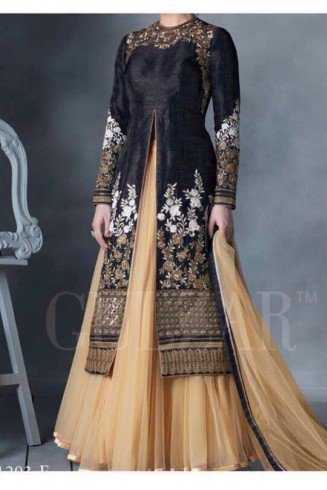 Black & Beige Indian Net Lehenga Ethnic Wedding Suit