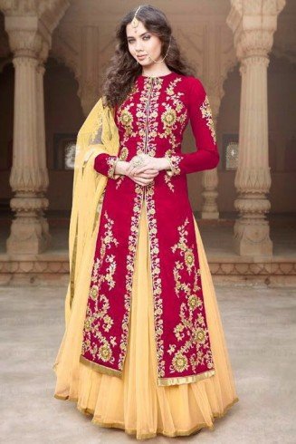 Red & Gold Bridal Wedding Dress Indian Designer Lehenga