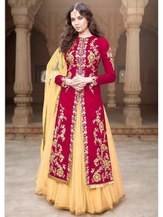 Red & Gold Bridal Wedding Dress Indian Designer Lehenga