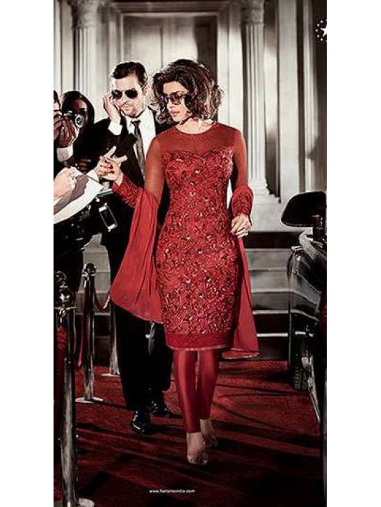 ZAHR5118 RED COLOUR HEROINE PRIYANKA CHOPRA STYLISH DRESS