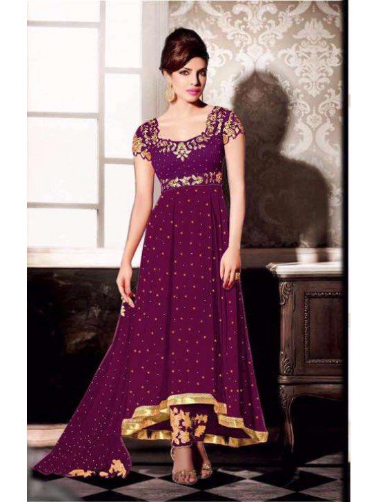 ZHR5123-A PURPLE HEROINE PRIYANKA CHOPRA STYLISH DRESS