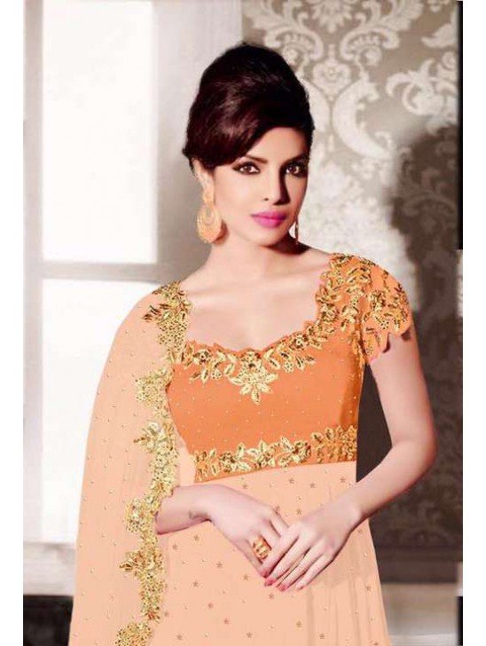 ZHR5123-B ORANGE HEROINE PRIYANKA CHOPRA STYLISH DRESS