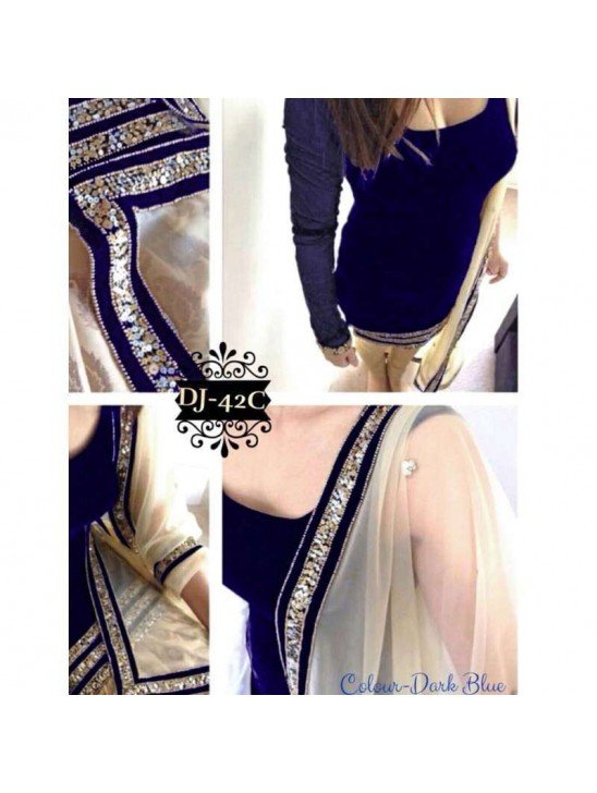 Sajawat Vel42C  Blue Velvet Salwar Kameez Suit