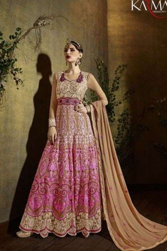 8103 PINK AND BROWN KARMA TRENDS ANARKALI DRESS