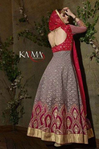 8106 RED AND GREY KARMA TRENDS ANARKALI DRESS