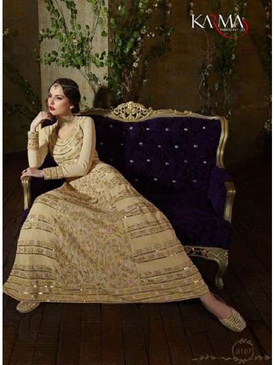 8107 CREAM KARMA TRENDS ANARKALI DRESS