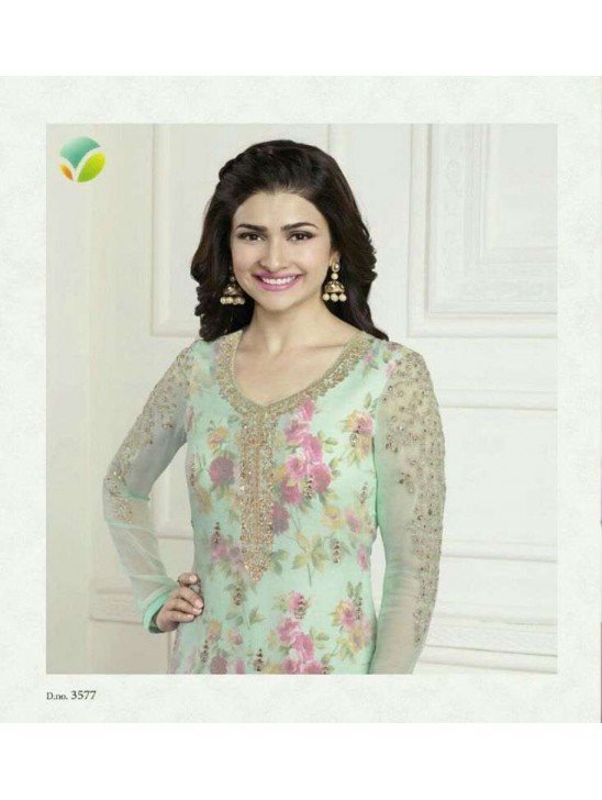 K3577 MINT GREEN KASEESH PRACHI-16 GEORGETTE SALWAR KAMEEZ