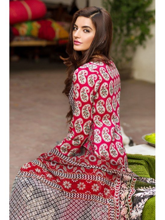 Rust Brown Khaadi Embroided Shirt with Shalwar & Dupatta