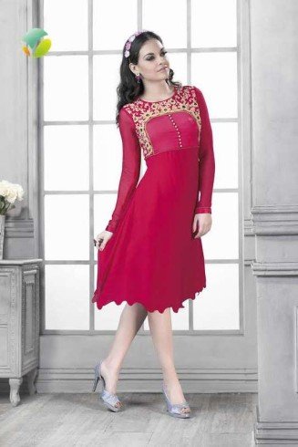 Dark Pink Readymade Top Indian Party Style Kurti