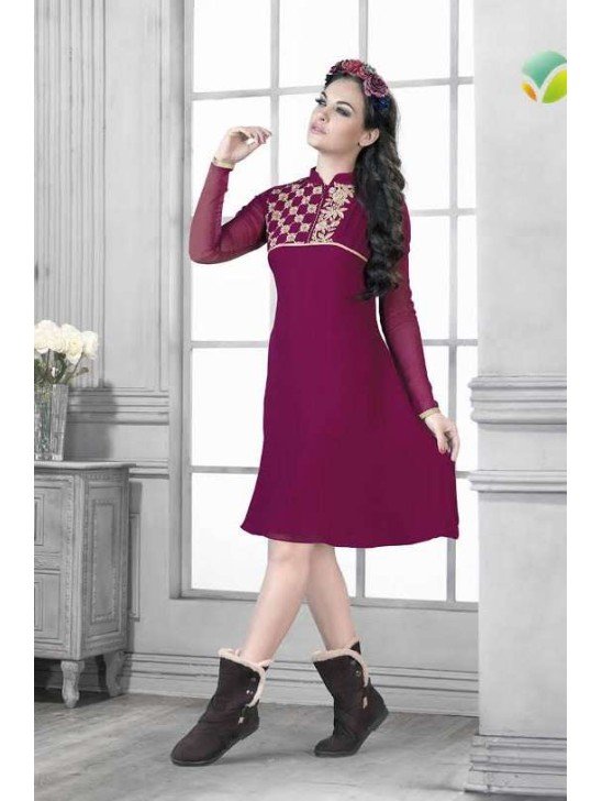 Elegant Maroon Kurti Pakistani Ladies Tops Tunics