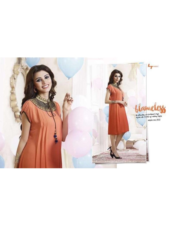 Orange Georgette Indian Party Wear Kurti