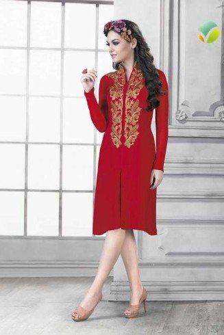 Red Ready to Wear Georgette Pakistani Kurti