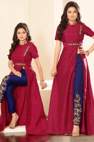 86007 RED AND BLUE NITYA PARTY WEAR DESIGNER SUIT