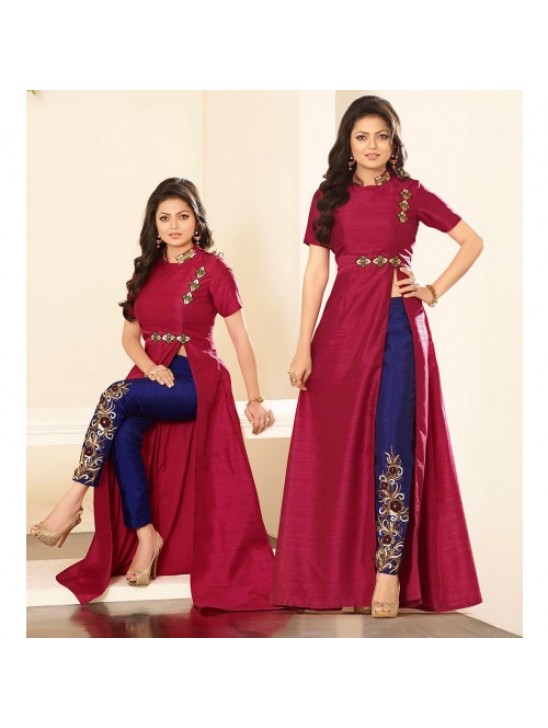 86007 RED AND BLUE NITYA PARTY WEAR DESIGNER SUIT