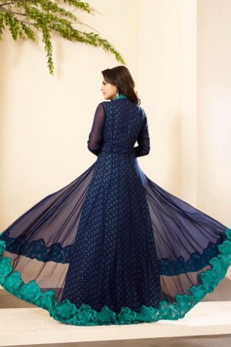 86008 BLUE NITYA GEORGETTE PARTY WEAR DESIGNER SUIT