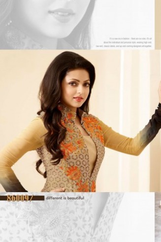 86009 BEIGE AND BLACK NITYA PARTY WEAR DESIGNER SUIT