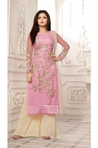 86010 PINK AND BEIGE NITYA PARTY WEAR DESIGNER SUIT