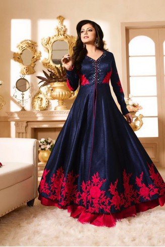 90001 NAVY BLUE AND RED LT NITYA PARTY WEAR ANARKALI SUIT 