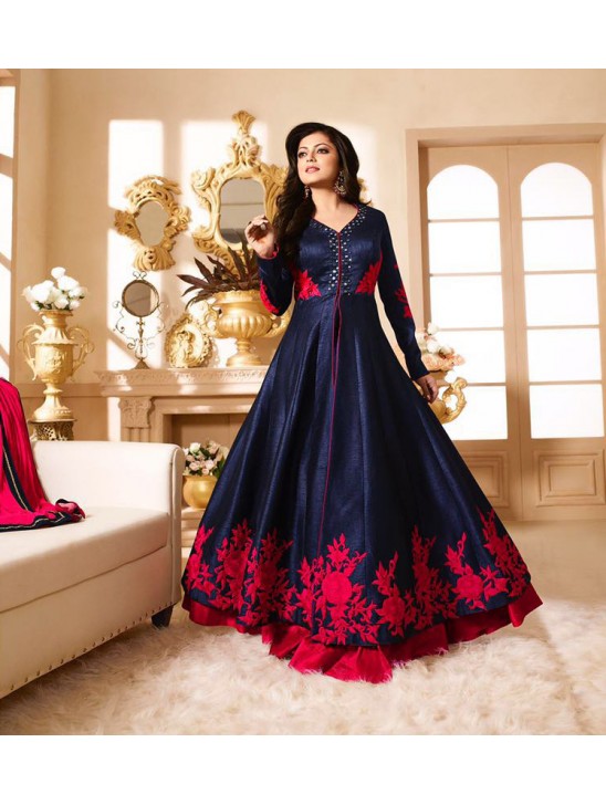 90001 NAVY BLUE AND RED LT NITYA PARTY WEAR ANARKALI SUIT