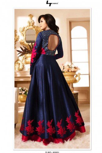 90001 NAVY BLUE AND RED LT NITYA PARTY WEAR ANARKALI SUIT 