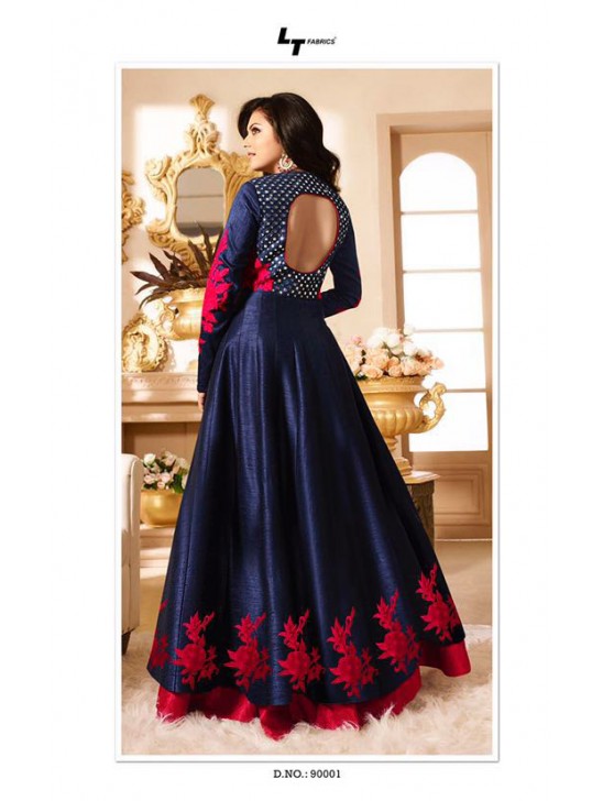 90001 NAVY BLUE AND RED LT NITYA PARTY WEAR ANARKALI SUIT