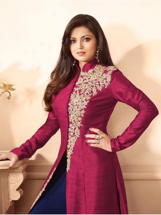 88008 MAROON AND BLUE LT NITYA PARTY WEAR ANARKALI SUIT