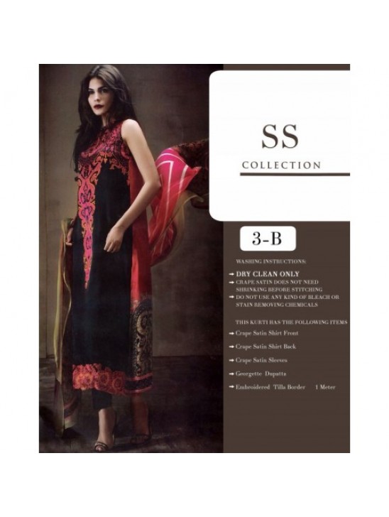 ZSS-3B BLACK PAKISTANI SANA SAFINAZ STYLE SUIT