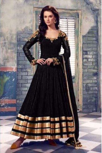 BLACK QUEEN FLOOR LENGTH READYMADE STITCHED ANARKALI SUIT