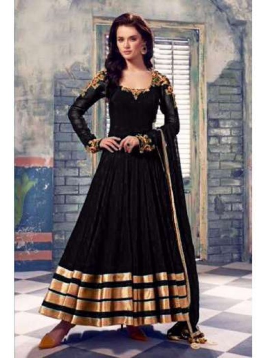 BLACK QUEEN FLOOR LENGTH READYMADE STITCHED ANARKALI SUIT