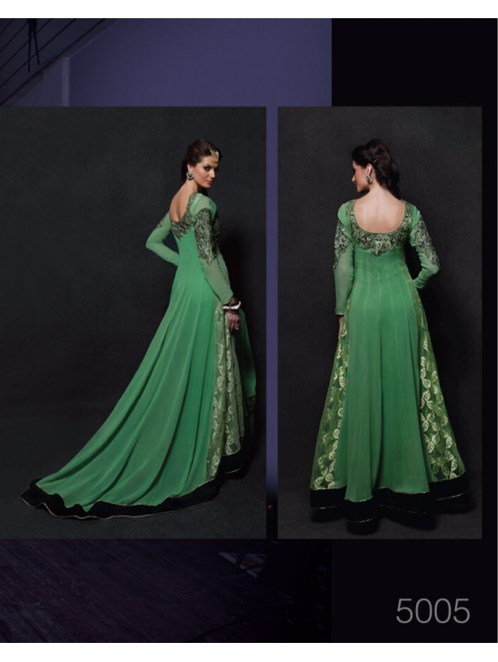 5005 RANGSUTRA GREEN FLASH ANARKALI STYLE WEDDING DRESS