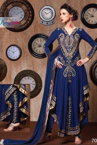 RANGSUTRA 7001 BLUE GEORGETTE ANARKALI STYLE DRESS