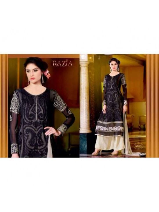 BLACK AND CREAM COLOUR MARIA B STYLE PAKISTANI SALWAR KAMEEZ SUIT