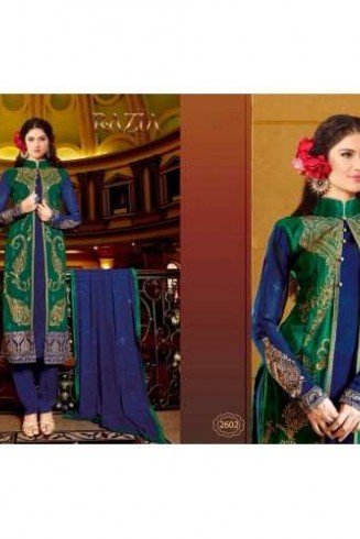 BLUE AND GREEN MARIA B STYLE PAKISTANI SUIT