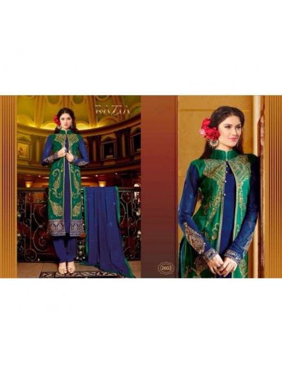 BLUE AND GREEN MARIA B STYLE PAKISTANI SUIT