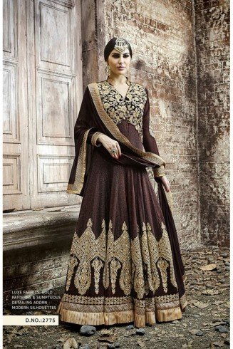 Brown Gown Long Evening Dress Party Outfit