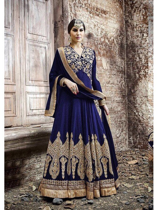 KJ04 BLUE KAJOL EMBROIDERED ANARKALI SUIT