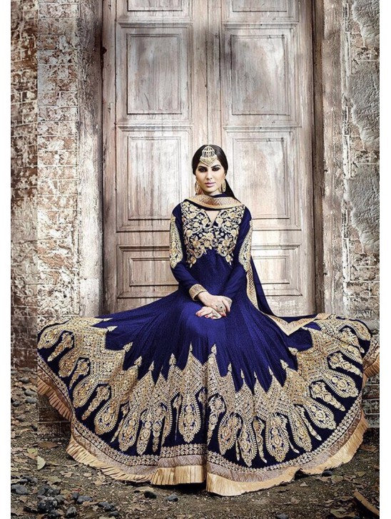 KJ04 BLUE KAJOL EMBROIDERED ANARKALI SUIT