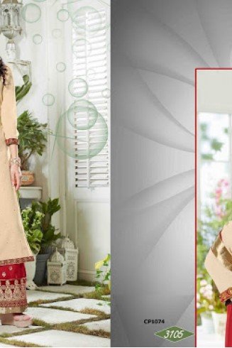 Womens Cream Dress Top Red Palazzo Indian Suit 