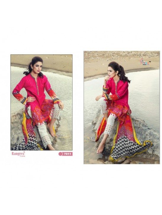 7011 DARK PINK AND WHITE RANGREZ PREMIUM EMBRIODERED SALWAR SUIT