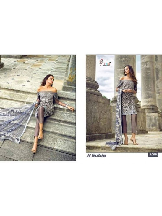 Grey Sobia Nizar Embroidered Salwar Suit