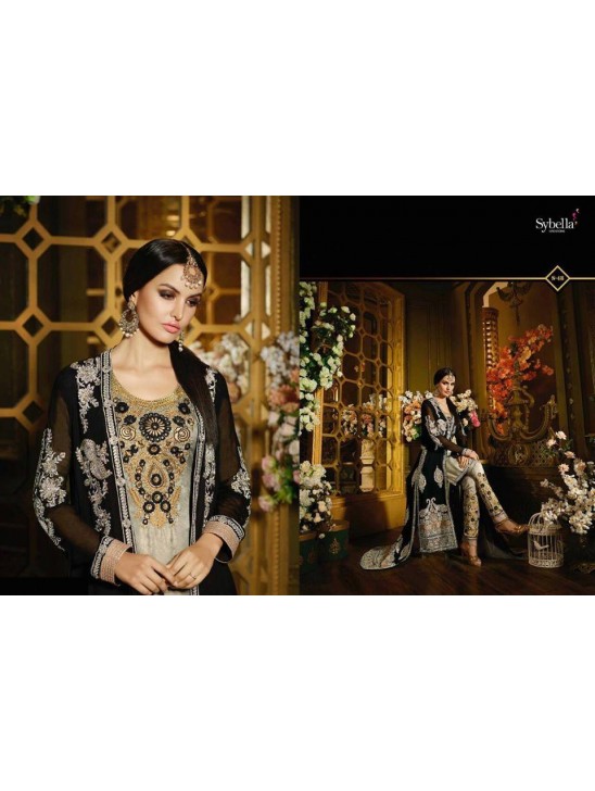 S48 BLACK BLOSSOM SYBELLA DESIGNER LEHENGA DRESS