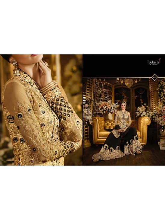 S45 GOLD AND BLACK BLOSSOM SYBELLA DESIGNER PALAZZO SUIT