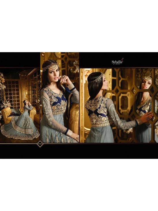 S44 GREY BLOSSOM SYBELLA DESIGNER LEHENGA DRESS