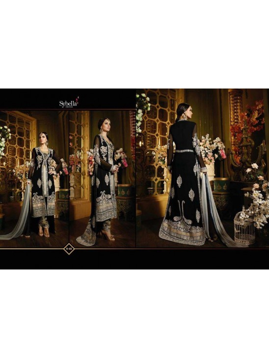 S48 BLACK BLOSSOM SYBELLA DESIGNER LEHENGA DRESS