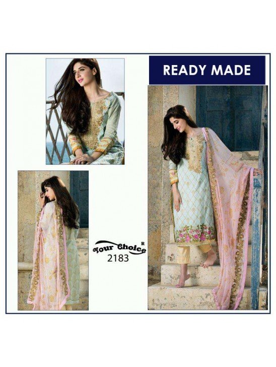 2183 green  PAKISTANI STYLE LAWN COTTON READY MADE SALWAR KAMEEZ